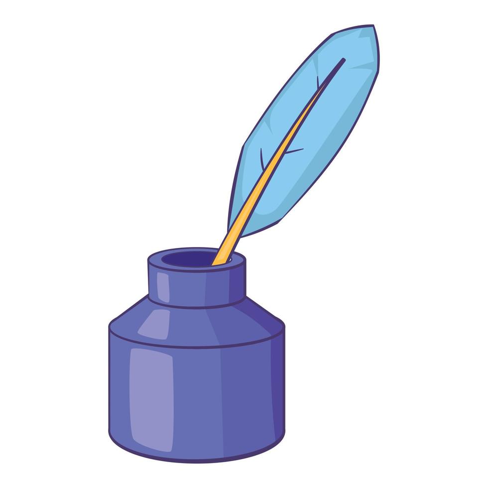 Ink with pen icon, cartoon style vector