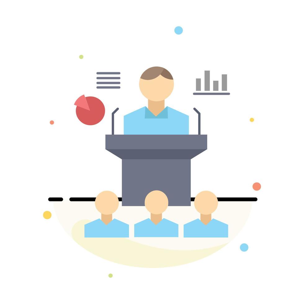 Business conference convention presentation seminar Flat Color Icon Vector