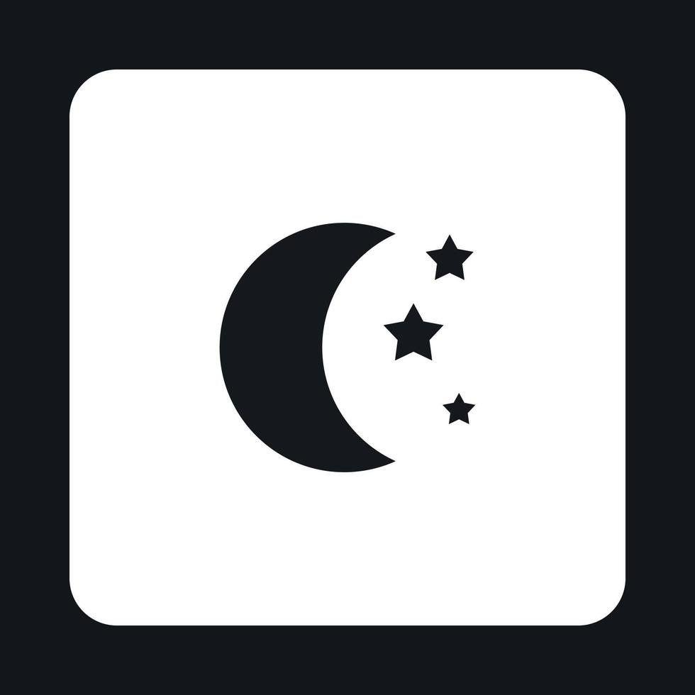 Moon and stars icon, simple style vector