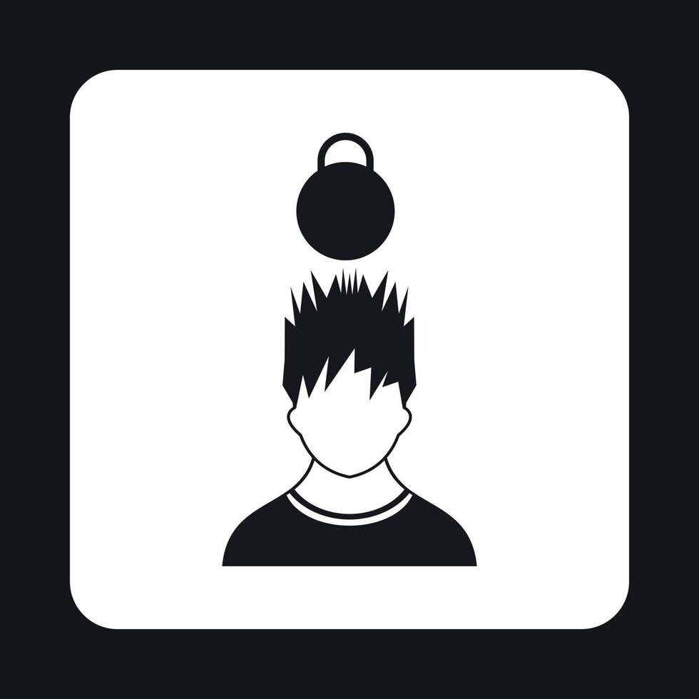 Man with the weight over head icon, simple style vector