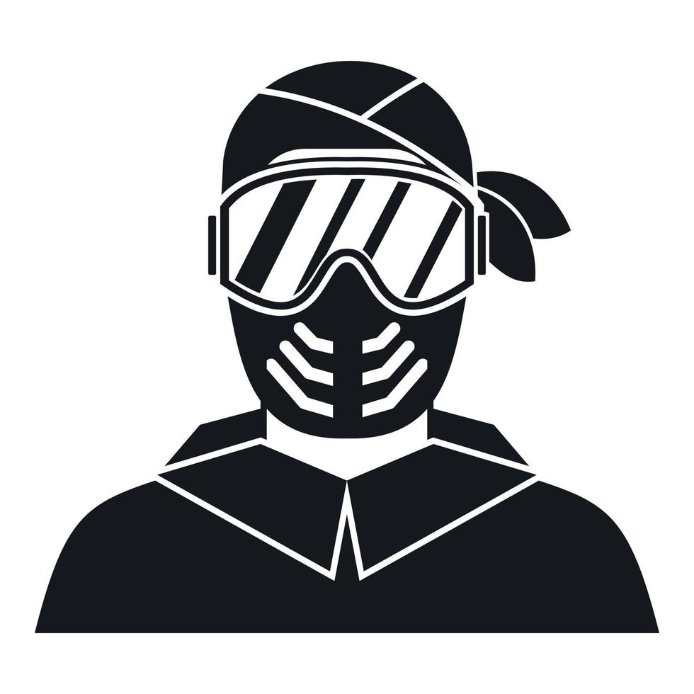 jugador de paintball con icono de máscara protectora vector