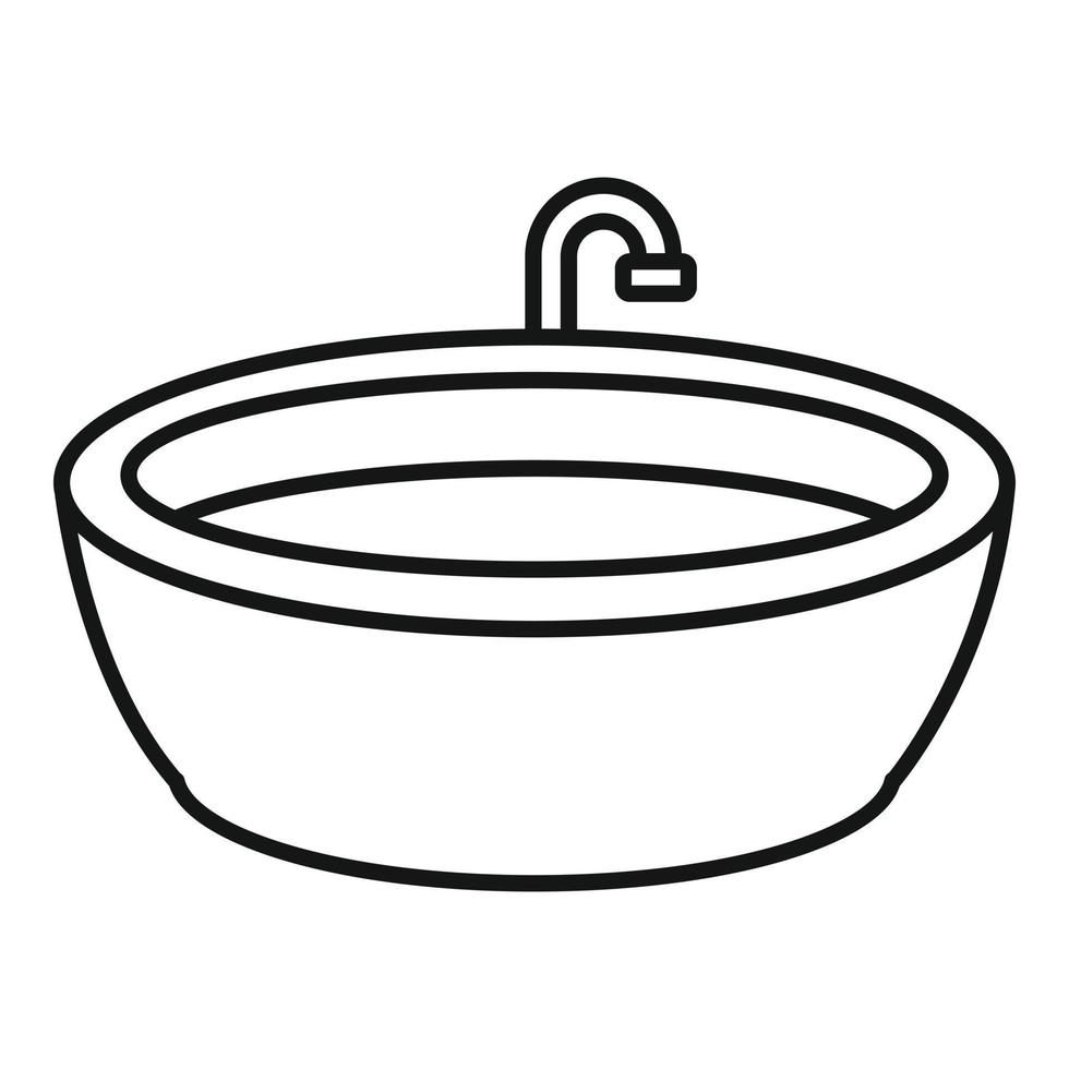 icono de jacuzzi redondo, estilo de contorno vector