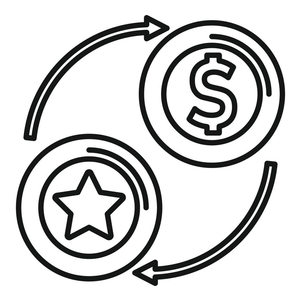 Token exchange icon outline vector. Bitcoin crypto vector