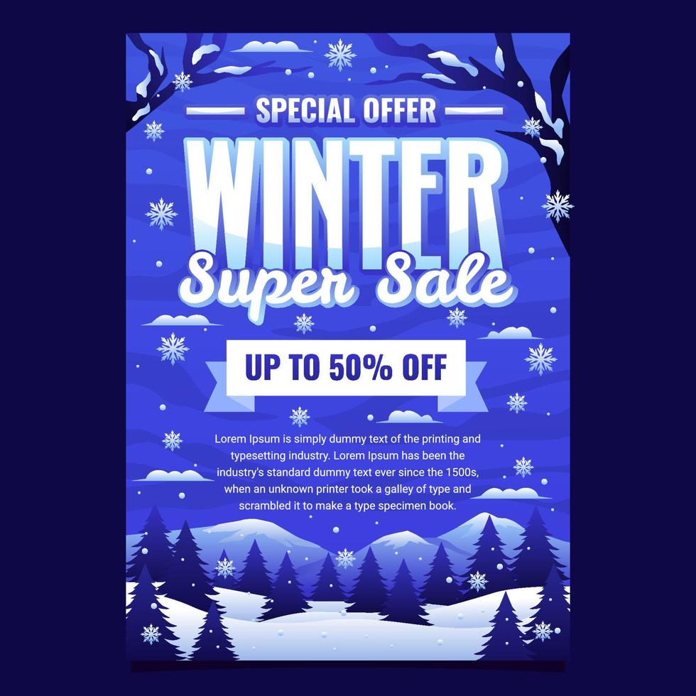 cartel de super venta de invierno de plantillas vector