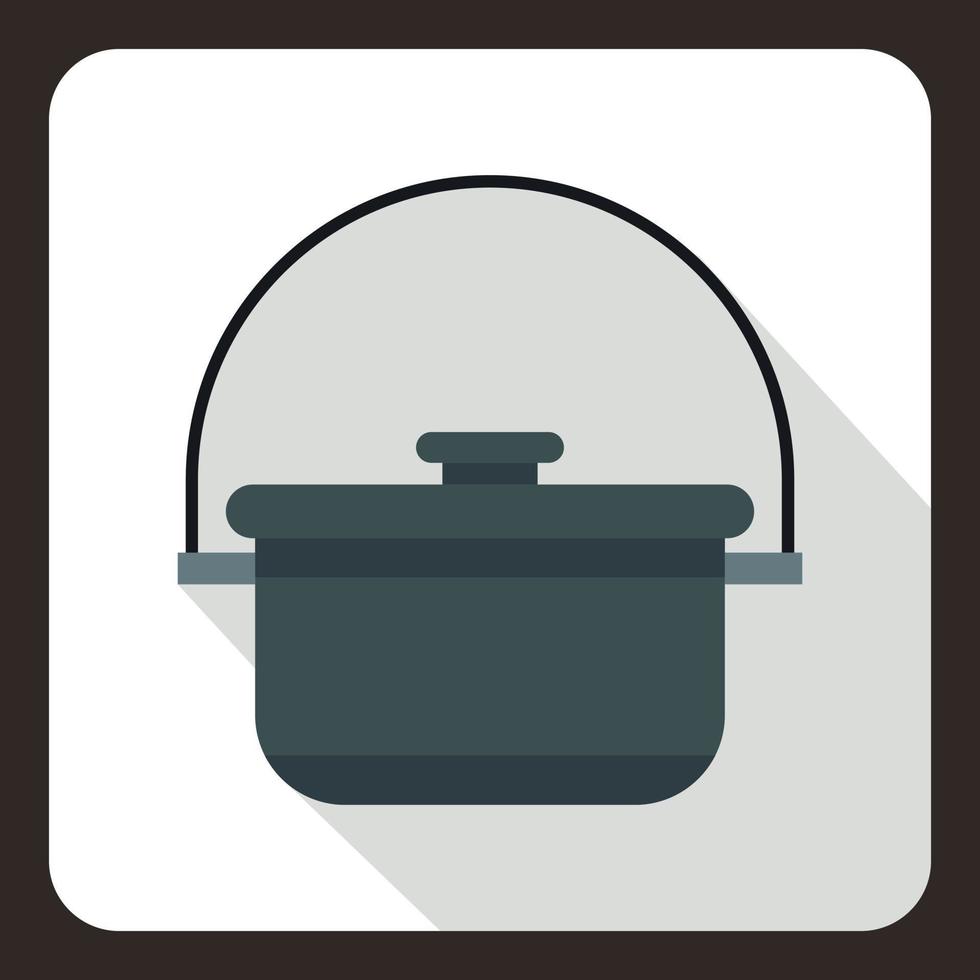 Cooking cauldron icon, flat style vector