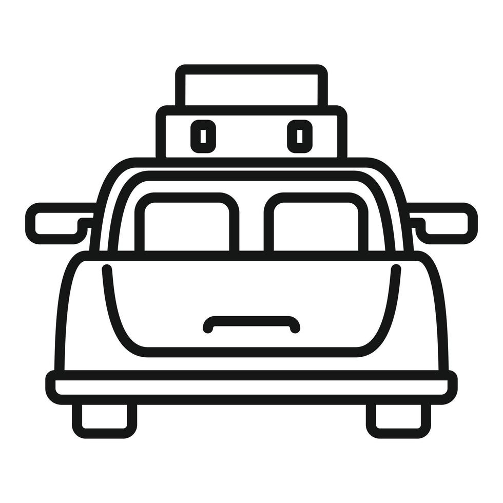 autostop, coche, sedán, icono, contorno, estilo vector