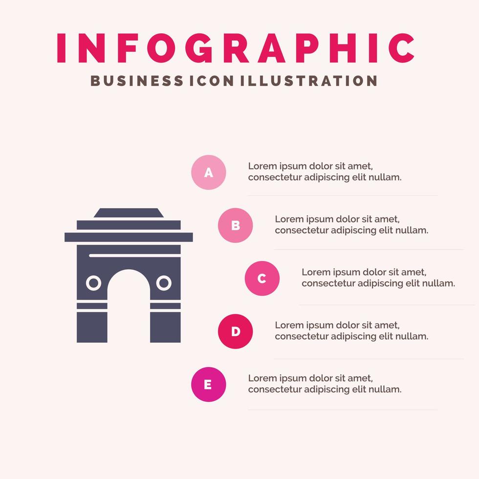 cultura global hinduismo india indio srilanka templo sólido icono infografía 5 pasos presentación antecedentes vector