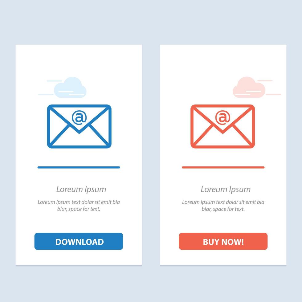 correo electrónico bandeja de entrada correo azul y rojo descargar y comprar ahora plantilla de tarjeta de widget web vector