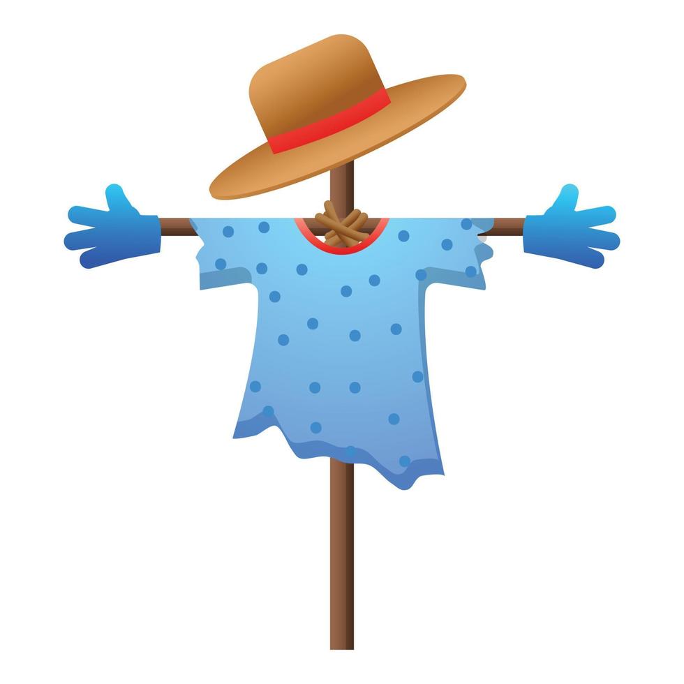 Garden scarecrow icon, cartoon style vector