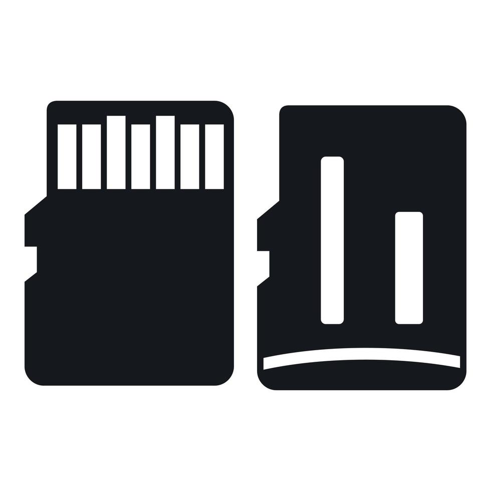 Both sides of SD memory card icon, simple style vector