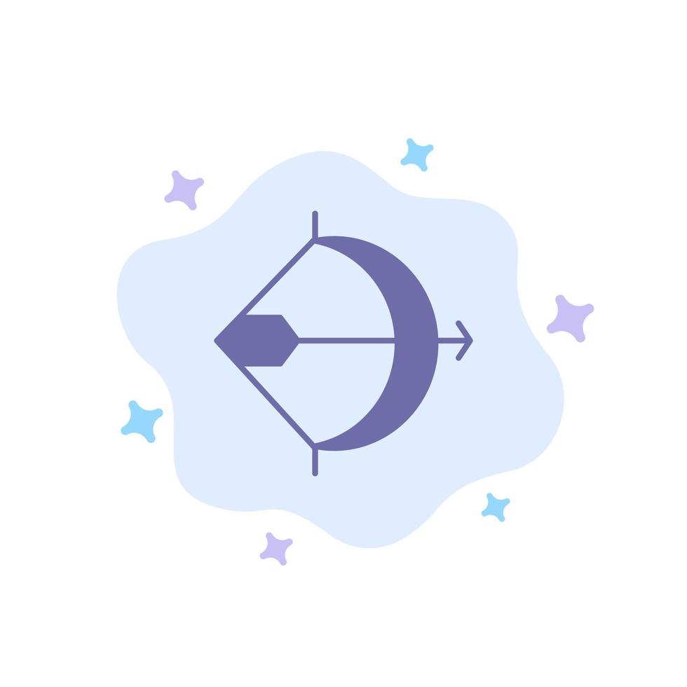 Aim Archery Arrow Bow Shoot Blue Icon on Abstract Cloud Background vector