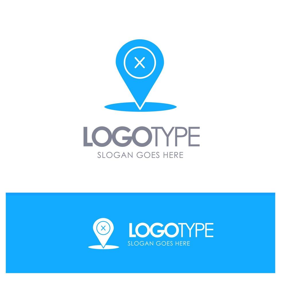 Location Navigation Place delete Blue Solid Logo with place for tagline vector