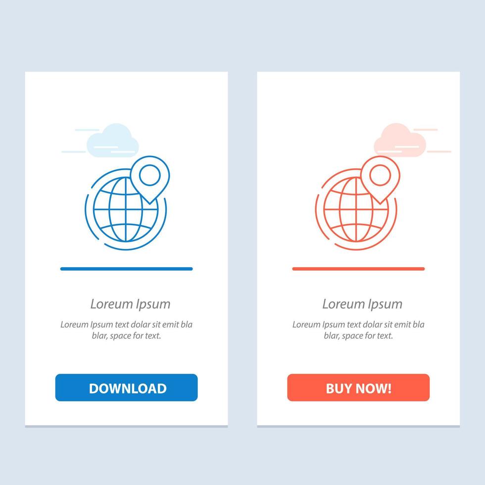 Globe Business Global Office Point World  Blue and Red Download and Buy Now web Widget Card Template vector