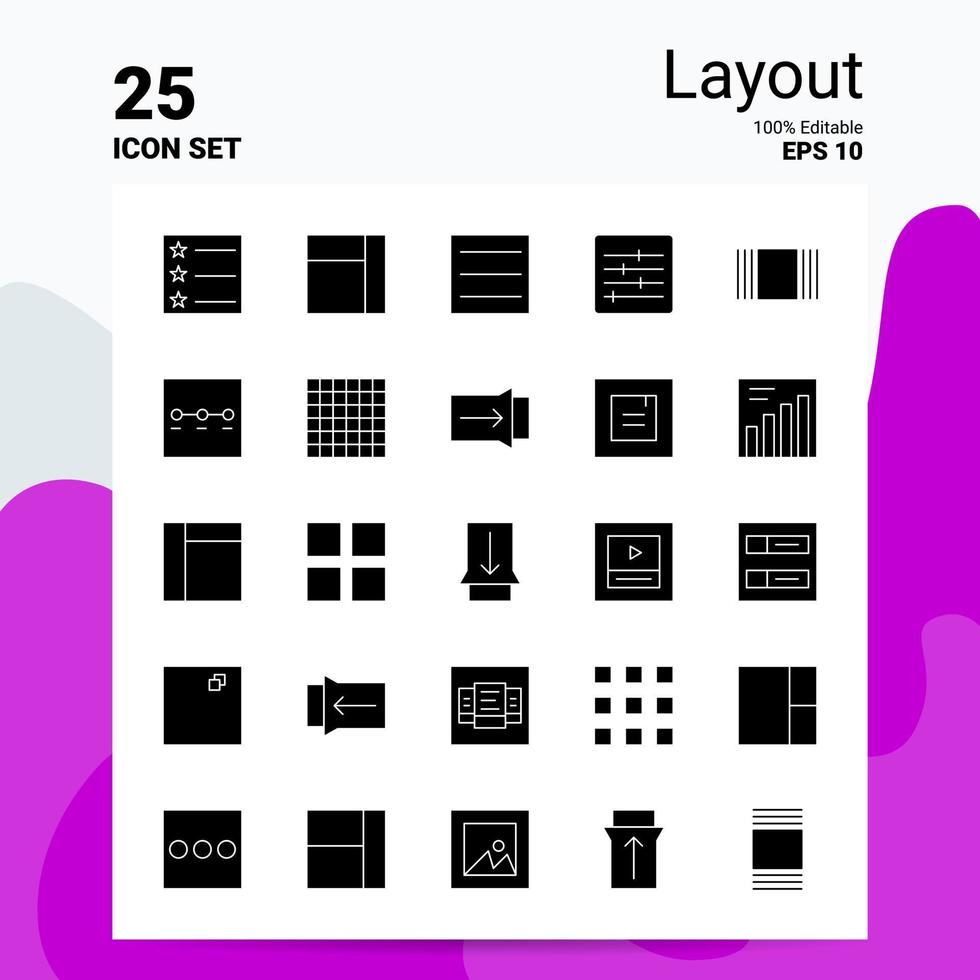 25 Layout Icon Set 100 Editable EPS 10 Files Business Logo Concept Ideas Solid Glyph icon design vector