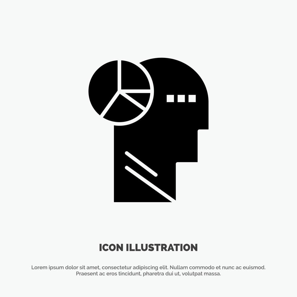 Graph Head Mind Thinking solid Glyph Icon vector