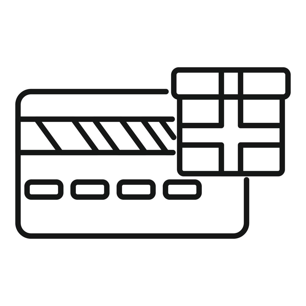 icono de tarjeta de crédito de bonificación, estilo de esquema vector