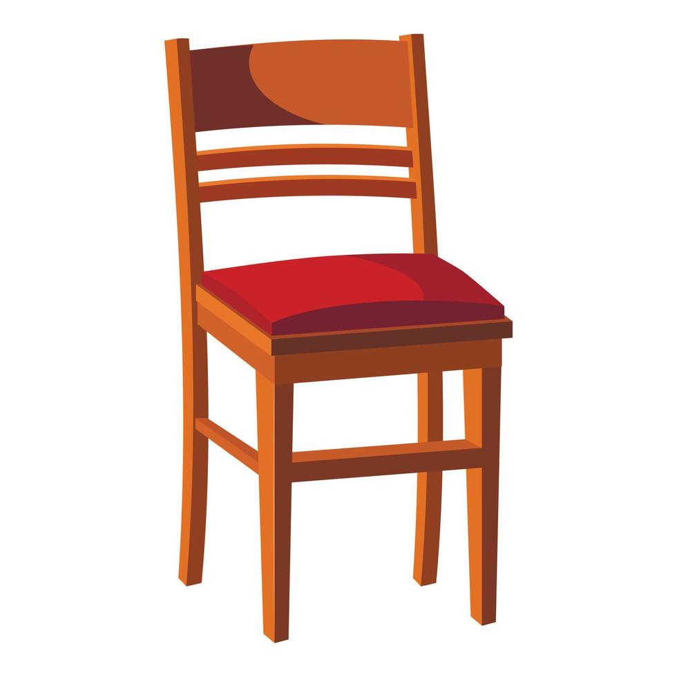 Wooden chair icon, cartoon style vector