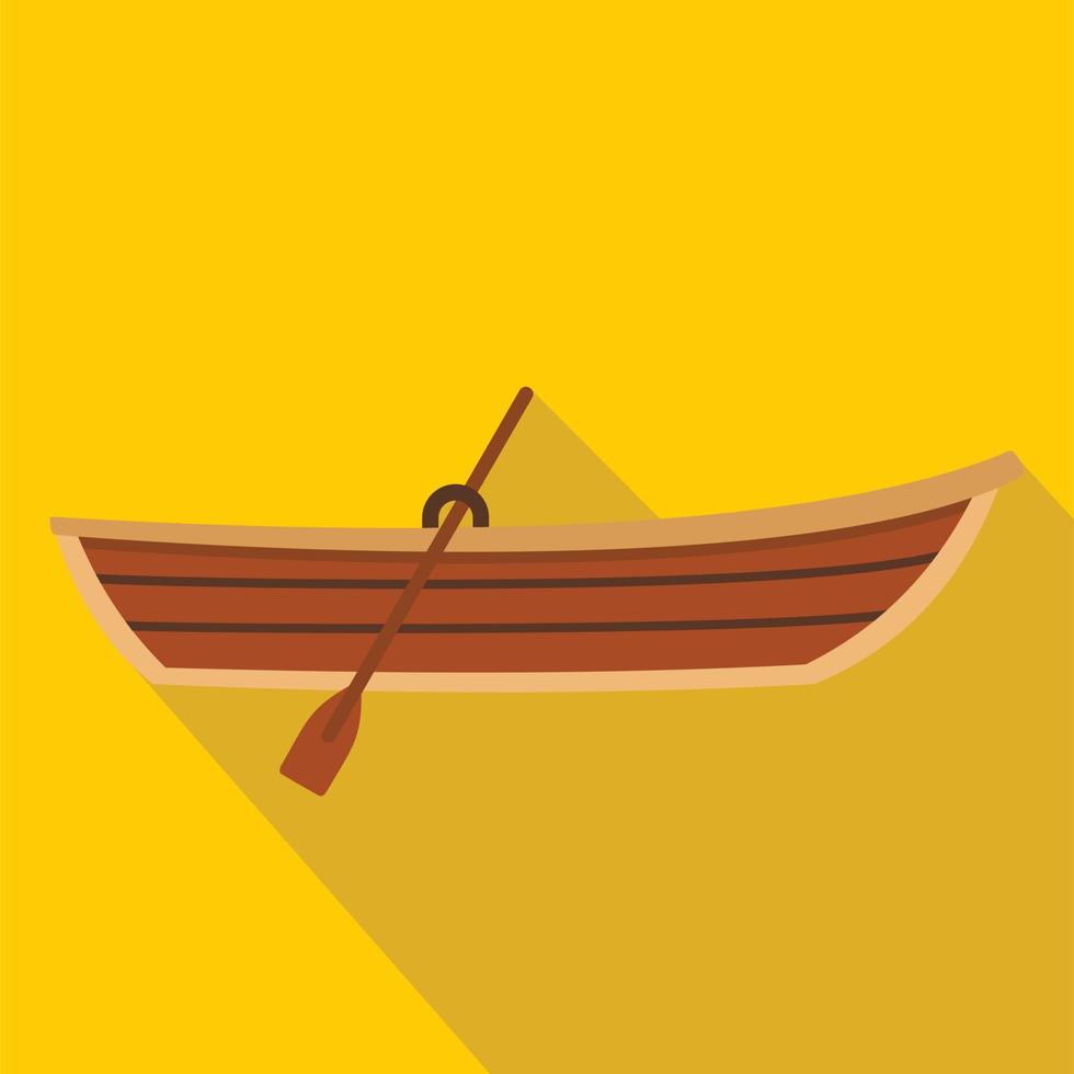 Boat with paddle icon, flat style vector