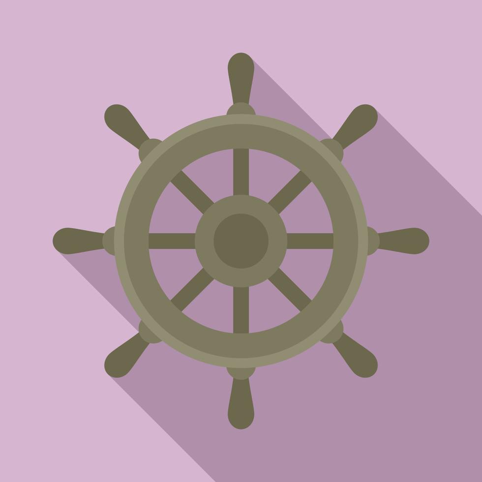 icono de rueda de barco de yate, estilo plano vector