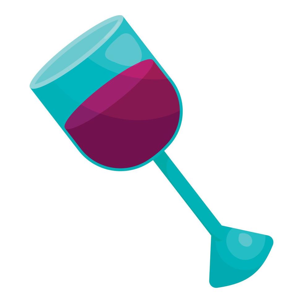 Glass of wine icon, cartoon style vector