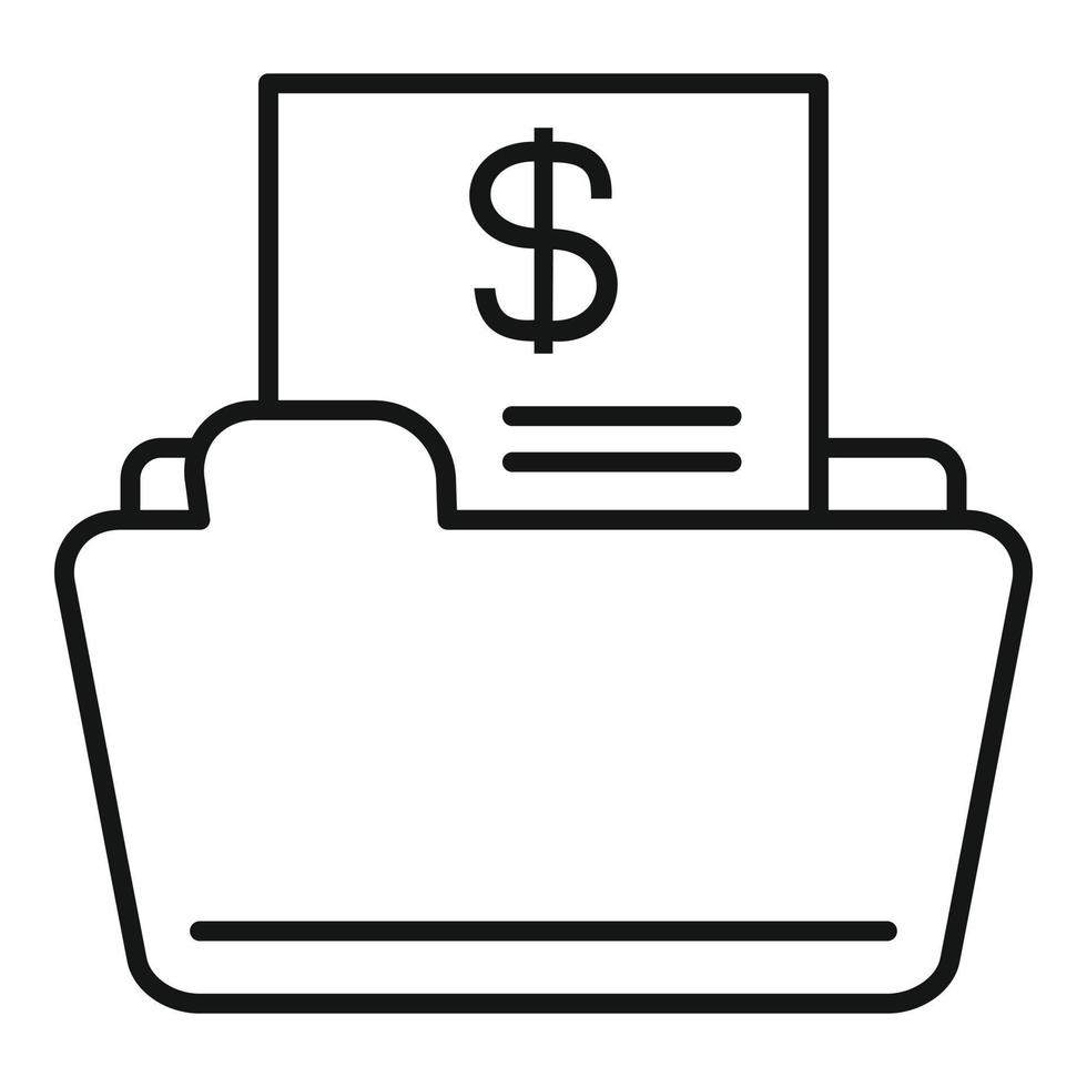 icono de carpeta de dinero, estilo de esquema vector