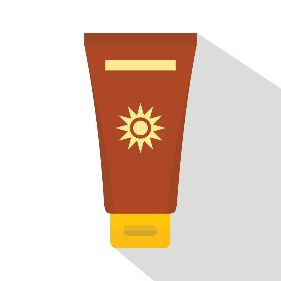 Cream sun protection icon, flat style vector