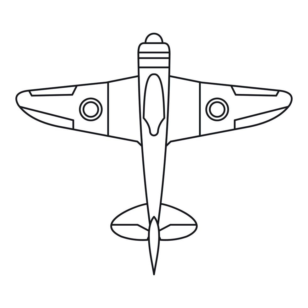 Military fighter plane icon, outline style vector