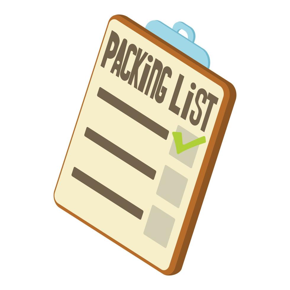 Packing list icon, isometric 3d style vector