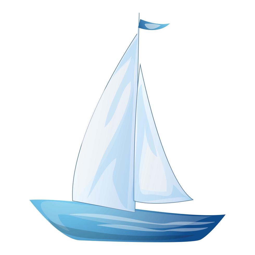 Sail yacht icon, cartoon style vector