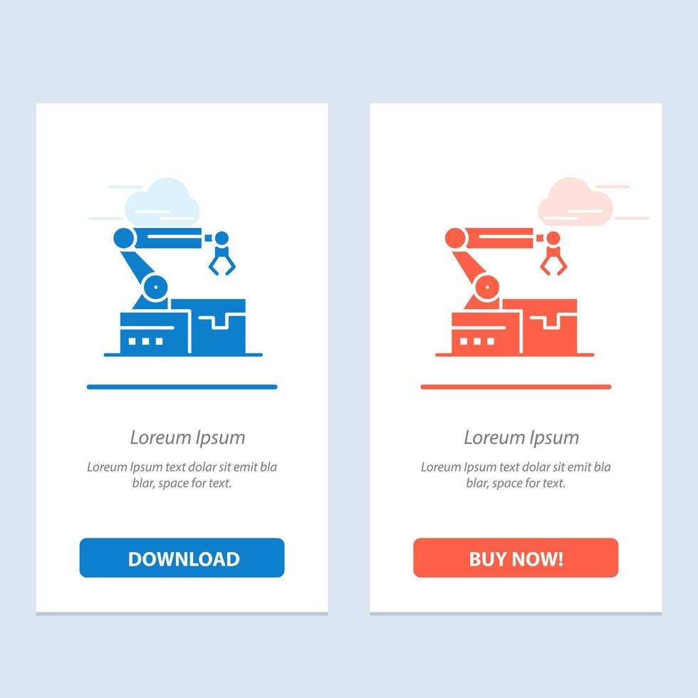 Automated Robotic Arm Technology  Blue and Red Download and Buy Now web Widget Card Template vector