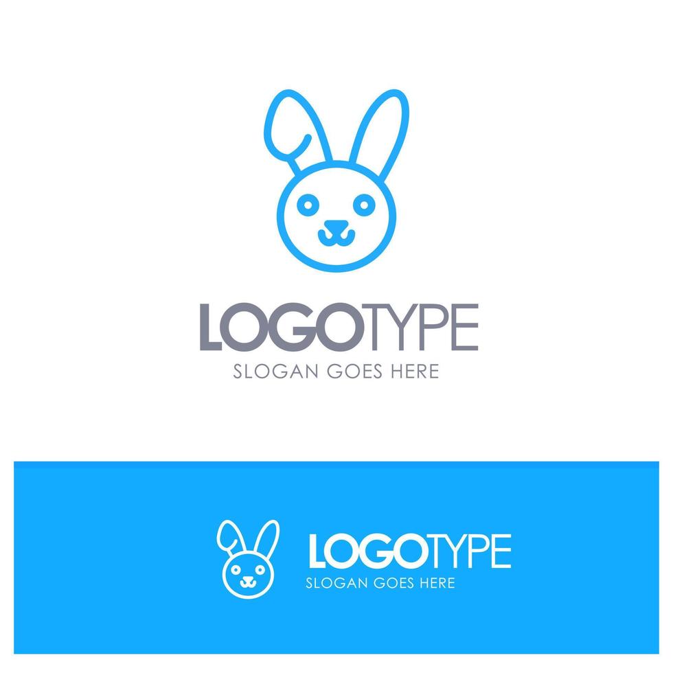 Bunny Easter Rabbit Blue Outline Logo Place for Tagline vector