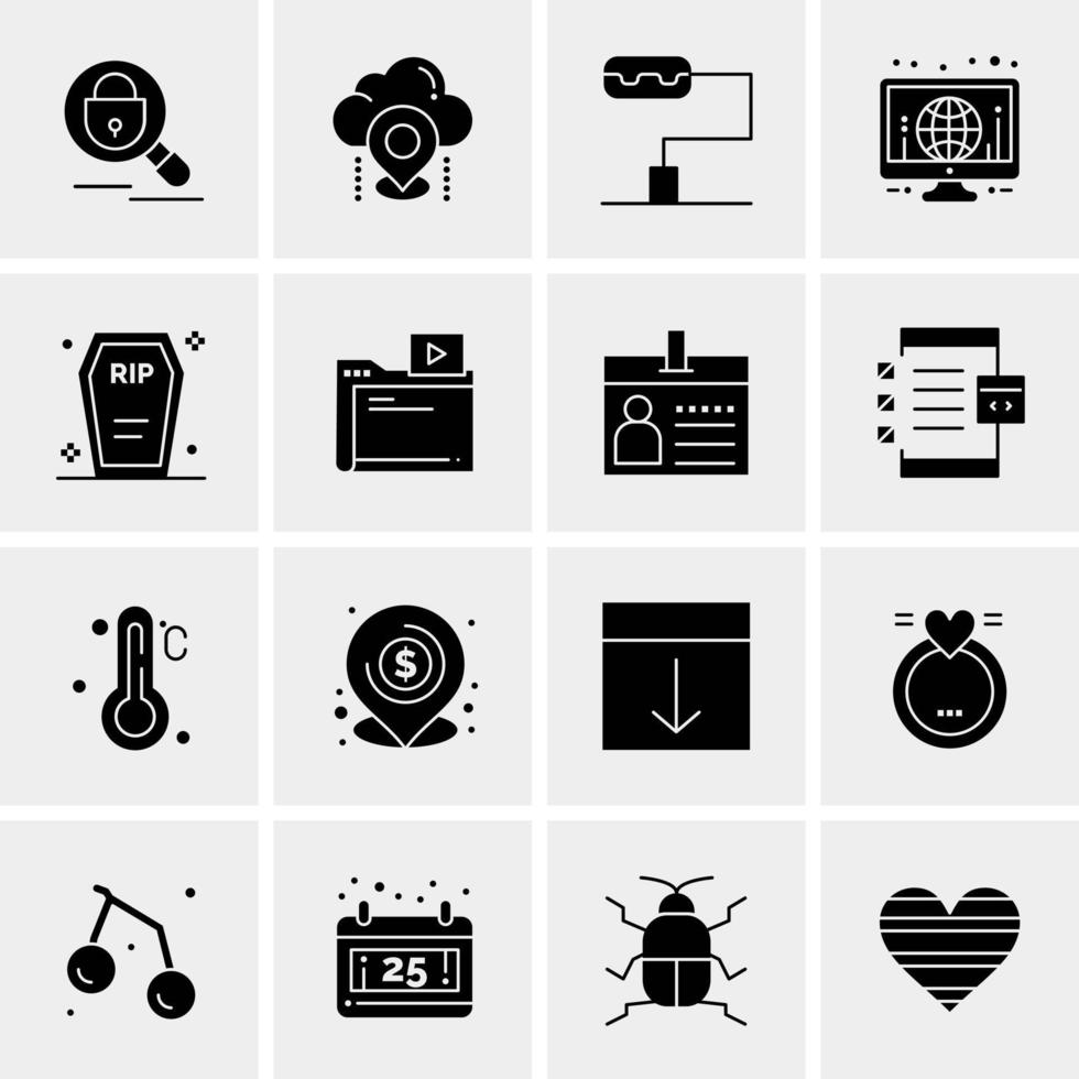 16 iconos universales de negocios vector ilustración de icono creativo para usar en proyectos relacionados con la web y dispositivos móviles