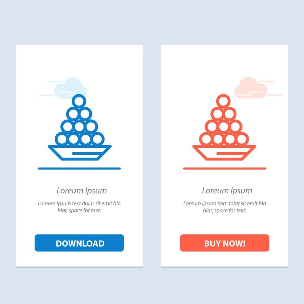 Bowl Delicacy Dessert Indian Laddu Sweet Treat  Blue and Red Download and Buy Now web Widget Card Template vector