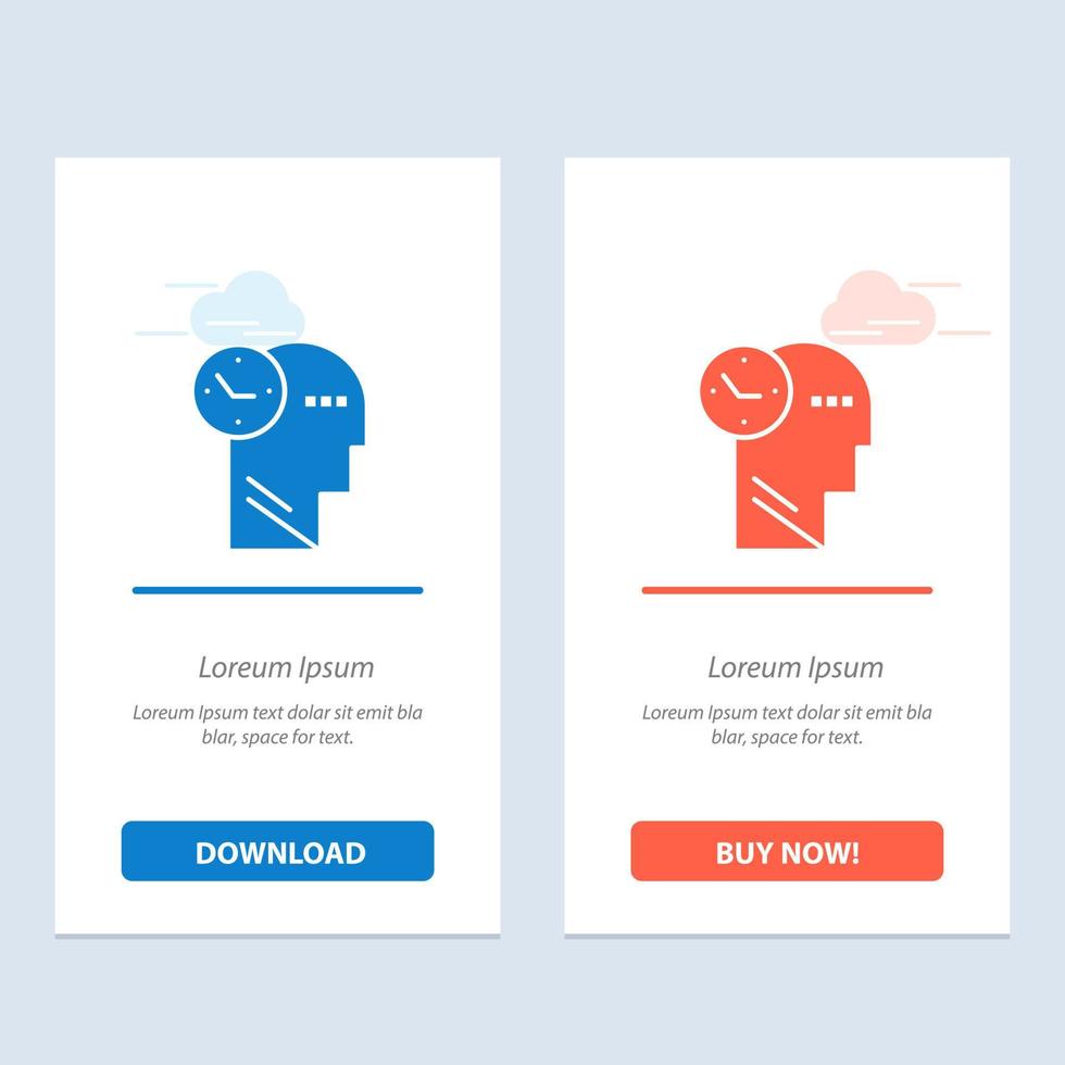 Time Mind Thoughts Head  Blue and Red Download and Buy Now web Widget Card Template vector