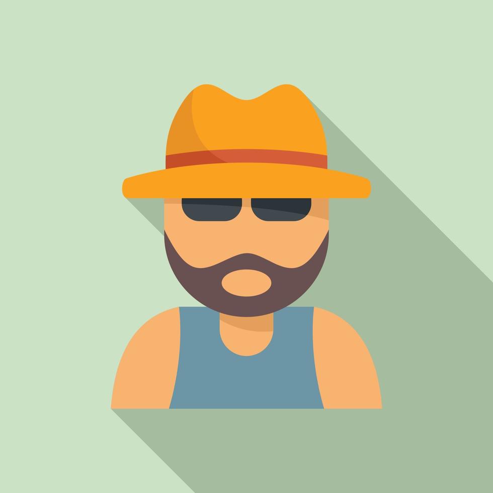 Man hitchhiking icon, flat style vector