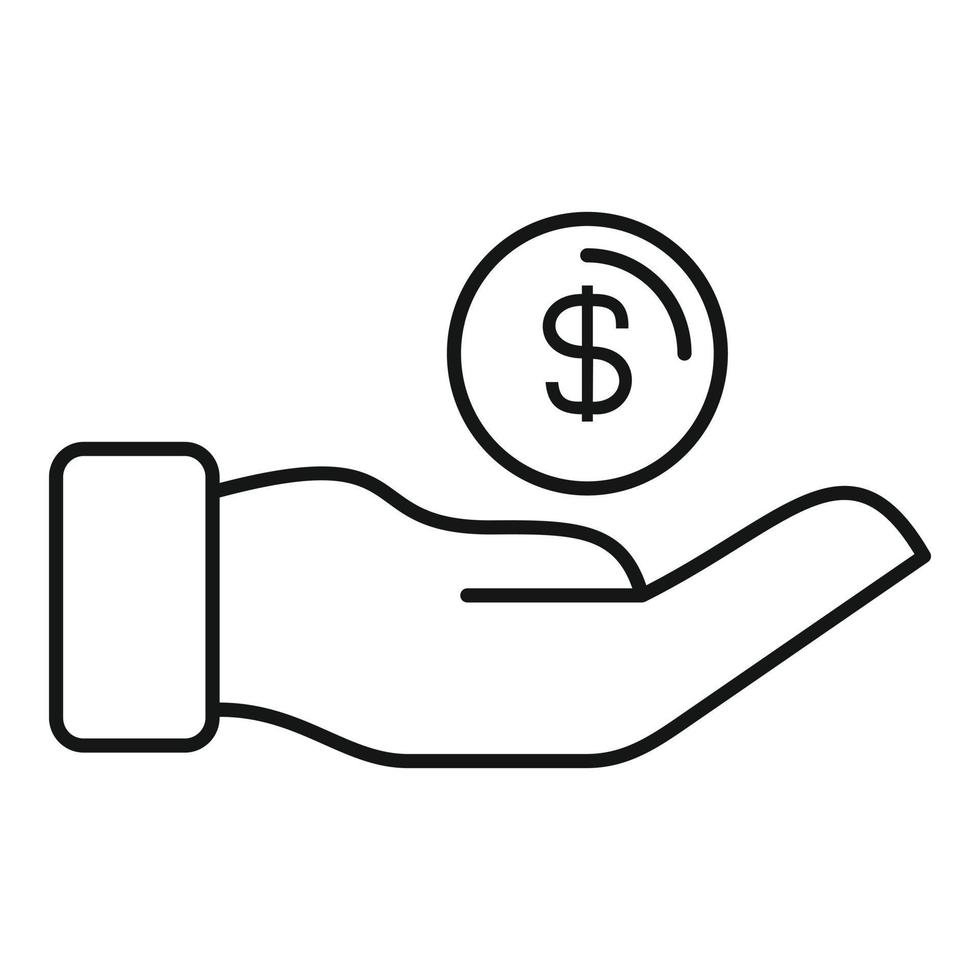 icono de dinero de cuidado, estilo de contorno vector