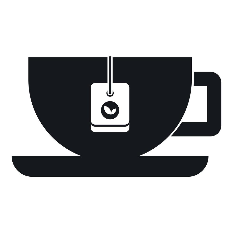 taza de té con icono de bolsa de té, estilo simple vector