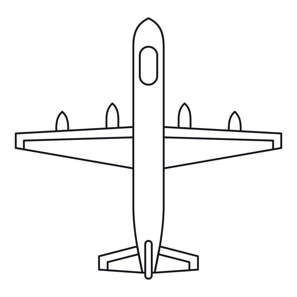 icono de avión, estilo de esquema vector