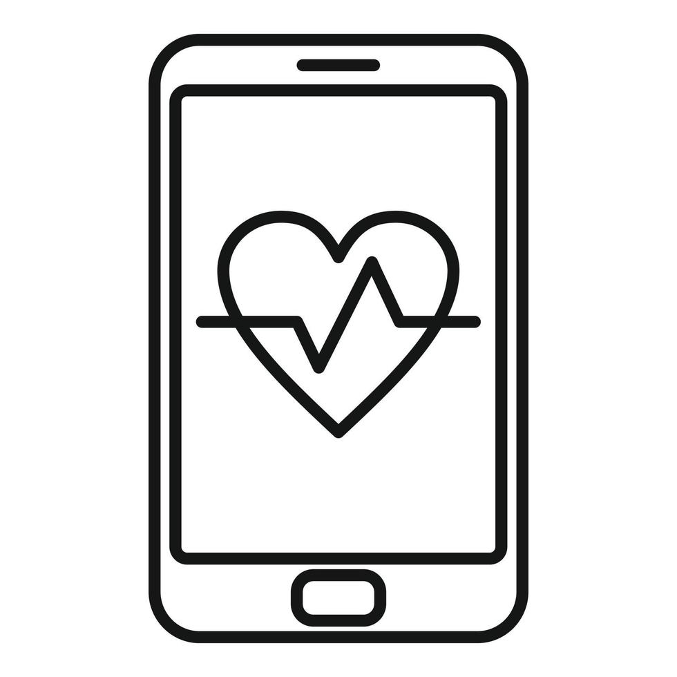 Heart rate smartphone icon, outline style vector