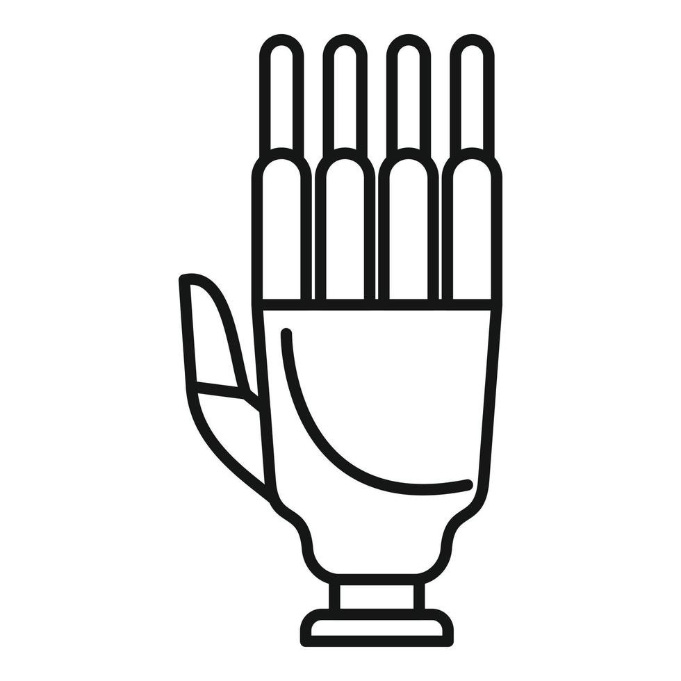 icono de mano artificial, estilo de esquema vector