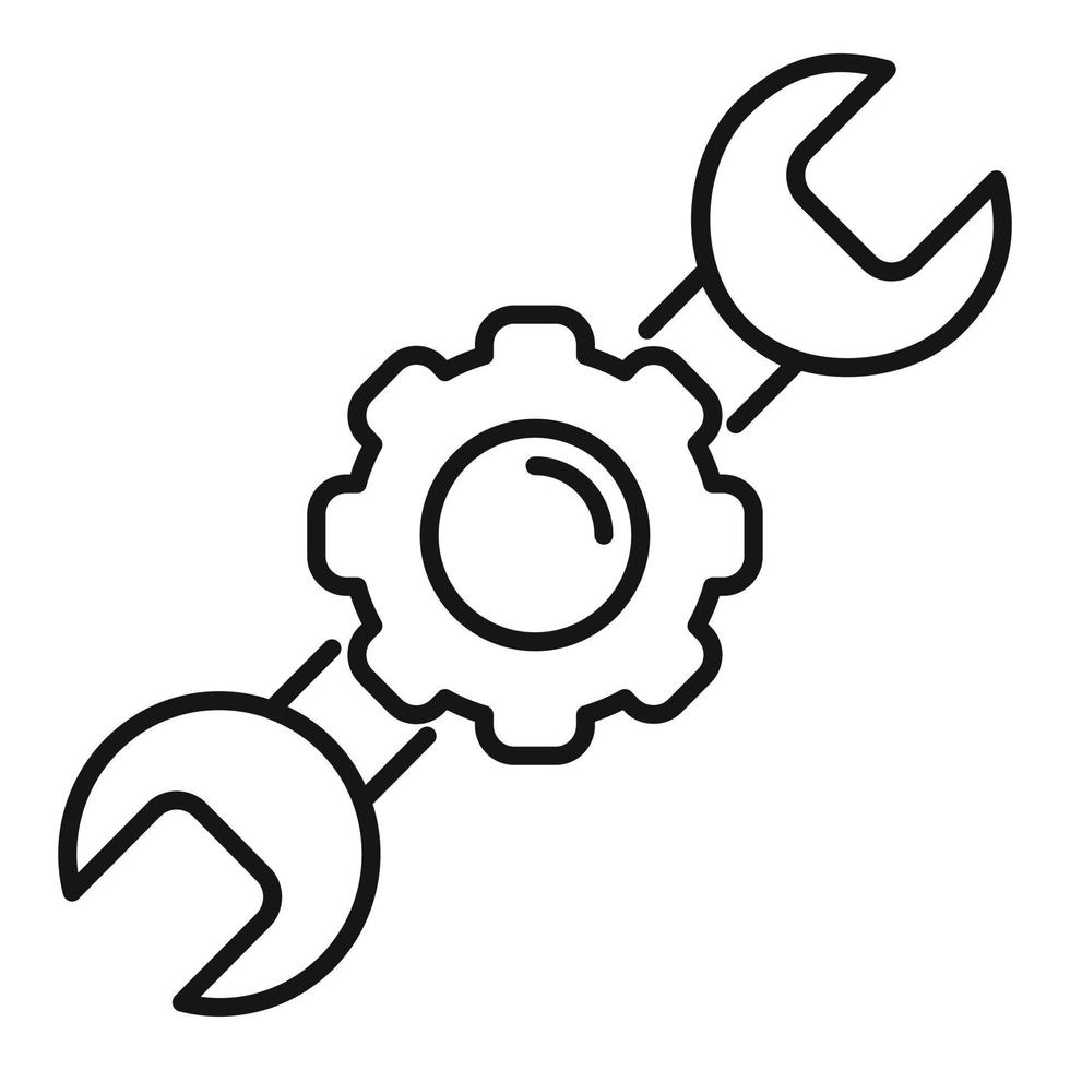 Repair engineer key icon, outline style vector