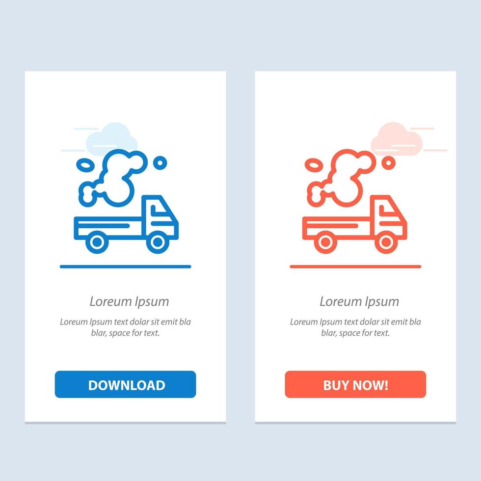 Automobile Truck Emission Gas Pollution  Blue and Red Download and Buy Now web Widget Card Template vector