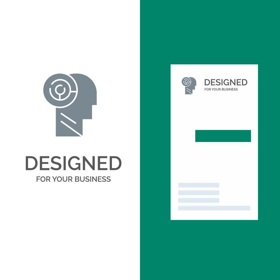 Head Games Mind Target Grey Logo Design and Business Card Template vector