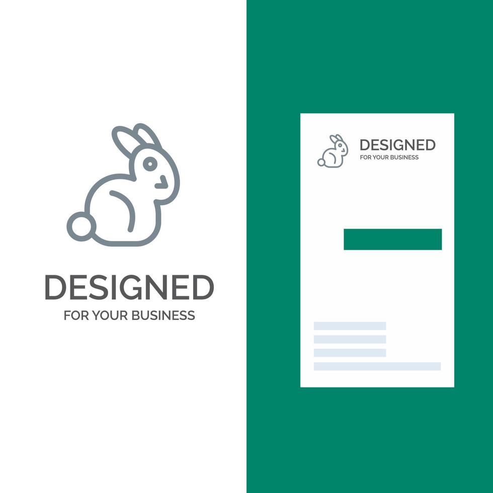 Bunny Easter Rabbit Grey Logo Design and Business Card Template vector