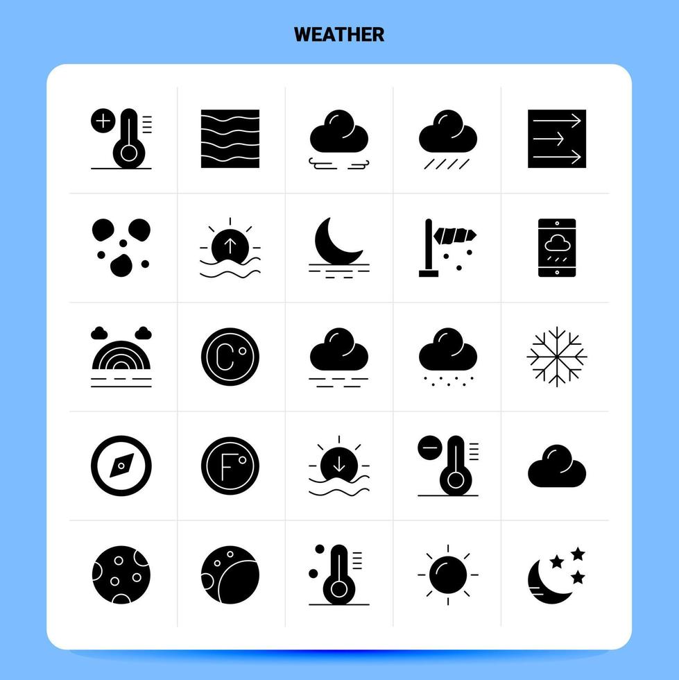 Solid 25 Weather Icon set Vector Glyph Style Design Black Icons Set Web and Mobile Business ideas design Vector Illustration
