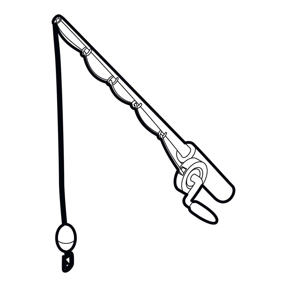 Fishing rod icon, outline style vector