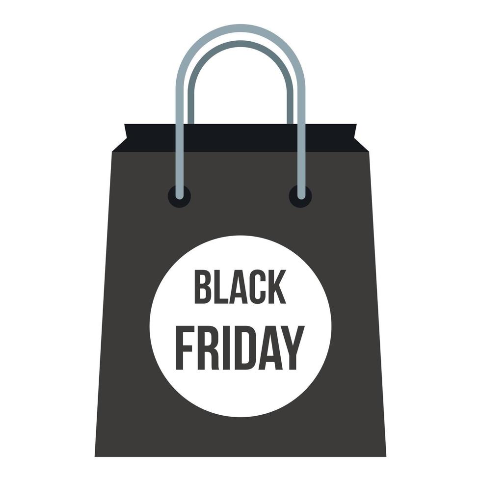 Black Friday bag icon, flat style vector