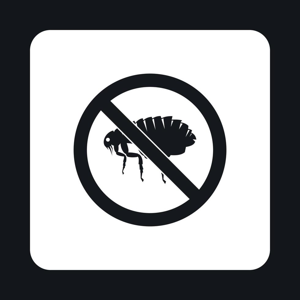 Prohibition sign fleas icon, simple style vector