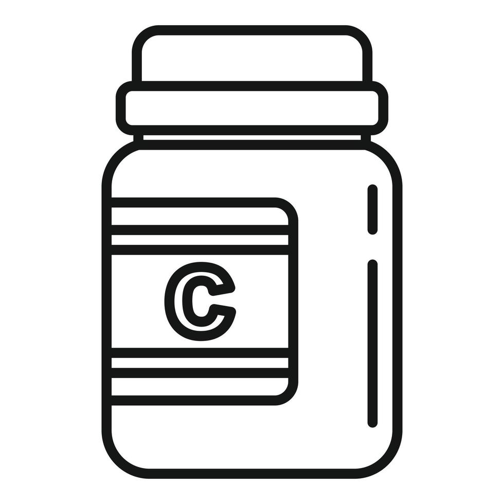 Vitamin jar icon, outline style vector