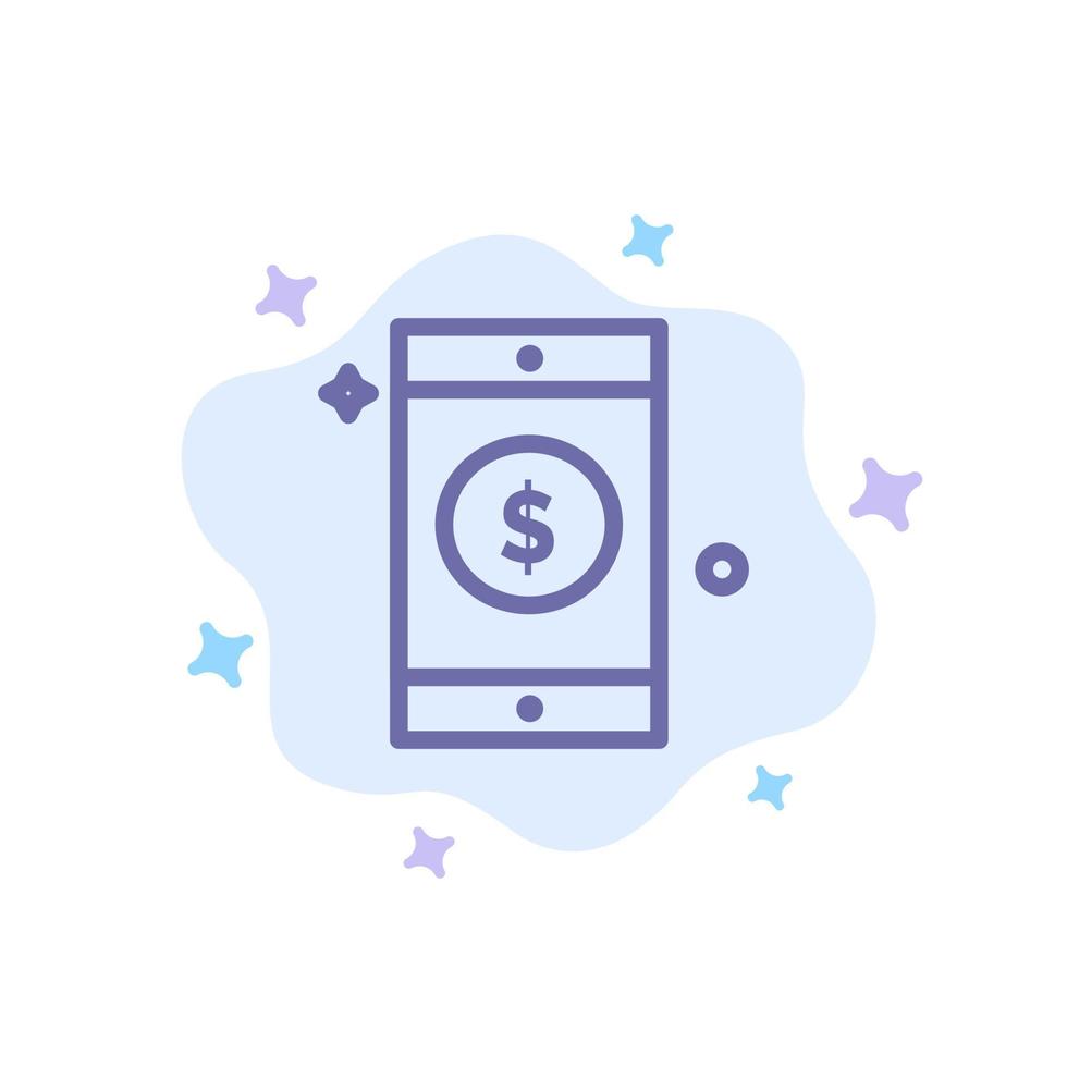 Mobile Dollar Sign Blue Icon on Abstract Cloud Background vector